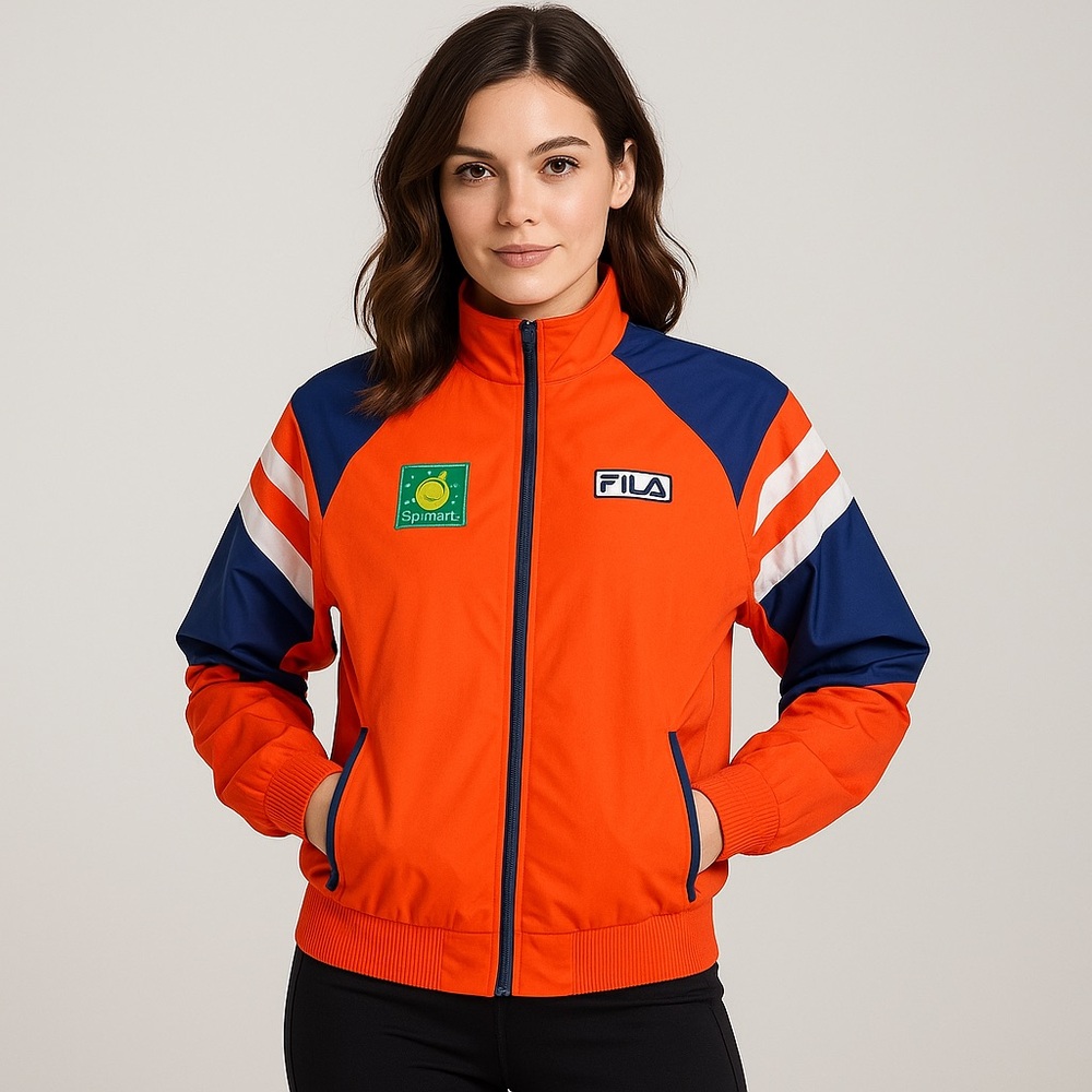 Fila BNP Paribas Open Windbreaker Jacket Unisex Orange Blue White Zip Pockets